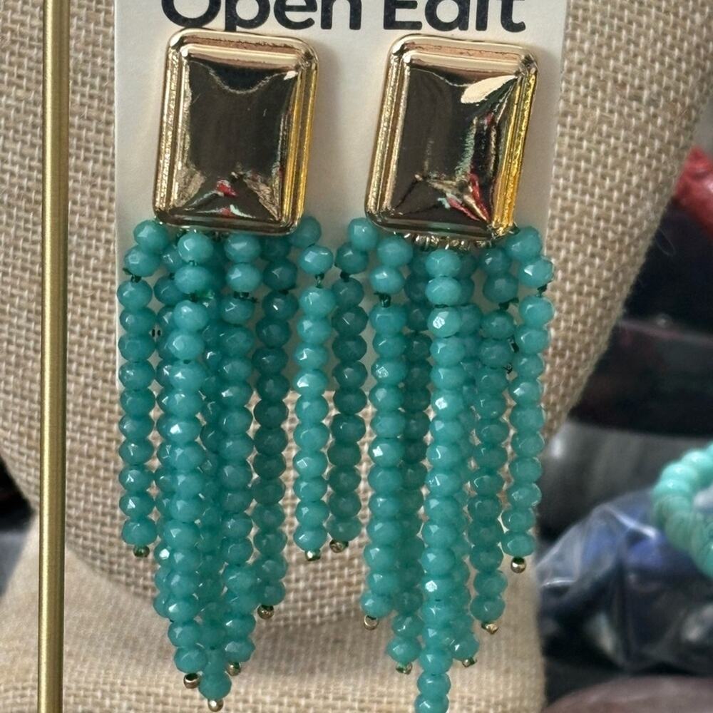 Vintage NOS Nordstrom Clip on Earrings by Open Edit Gold and Green